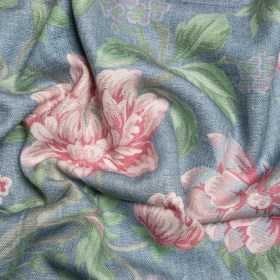 Viscose and Linen Woven – Dusky Seaspray Floral – British Imported Viscose and Linen Woven – Dusky Seaspray Floral – British Imported