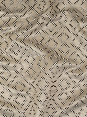 Recycled Polyester Jacquard – Champagne Geometric Diamonds – British Imported Recycled Polyester Jacquard – Champagne Geometric Diamonds – British Imported