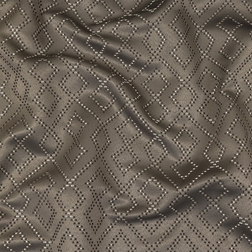 Recycled Polyester Jacquard – Graphite Geometric Diamonds – British Imported Recycled Polyester Jacquard – Graphite Geometric Diamonds – British Imported
