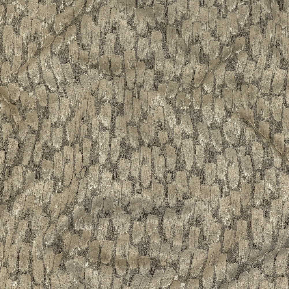 Recycled Polyester Jacquard – Champagne Abstract Brushstrokes – British Imported Recycled Polyester Jacquard – Champagne Abstract Brushstrokes – British Imported