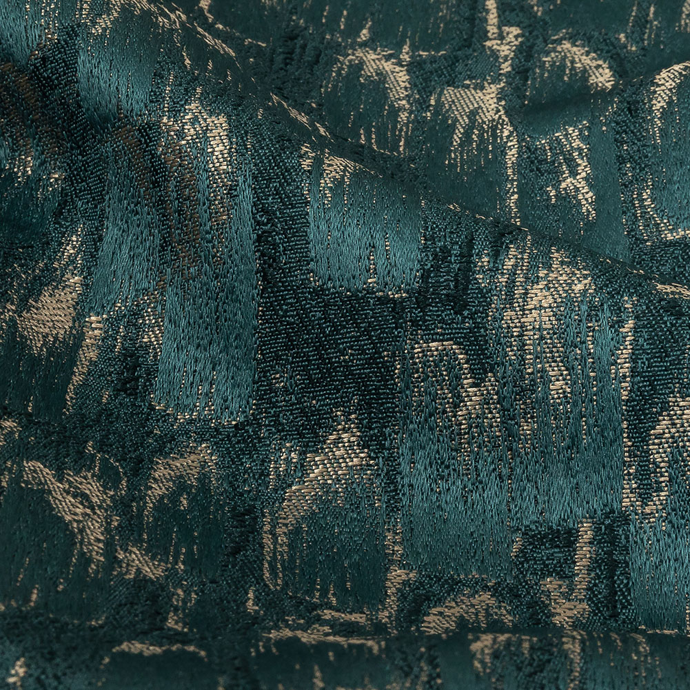 Recycled Polyester Jacquard – Peacock Abstract Brushstrokes – British Imported Recycled Polyester Jacquard – Peacock Abstract Brushstrokes – British Imported