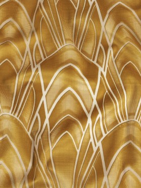Printed Microvelvet – Ochre Labyrinth of Arches – British Imported Printed Microvelvet – Ochre Labyrinth of Arches – British Imported