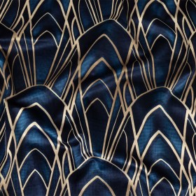 Printed Microvelvet – Sapphire Labyrinth of Arches – British Imported Printed Microvelvet – Sapphire Labyrinth of Arches – British Imported