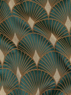 Drapery Jacquard – Emerald Maze of Fans – British Imported Drapery Jacquard – Emerald Maze of Fans – British Imported