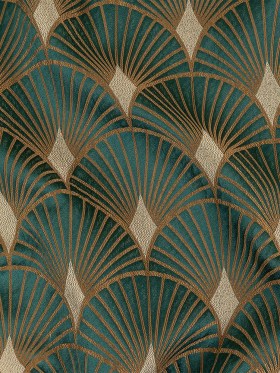 Drapery Jacquard – Emerald Maze of Fans – British Imported Drapery Jacquard – Emerald Maze of Fans – British Imported