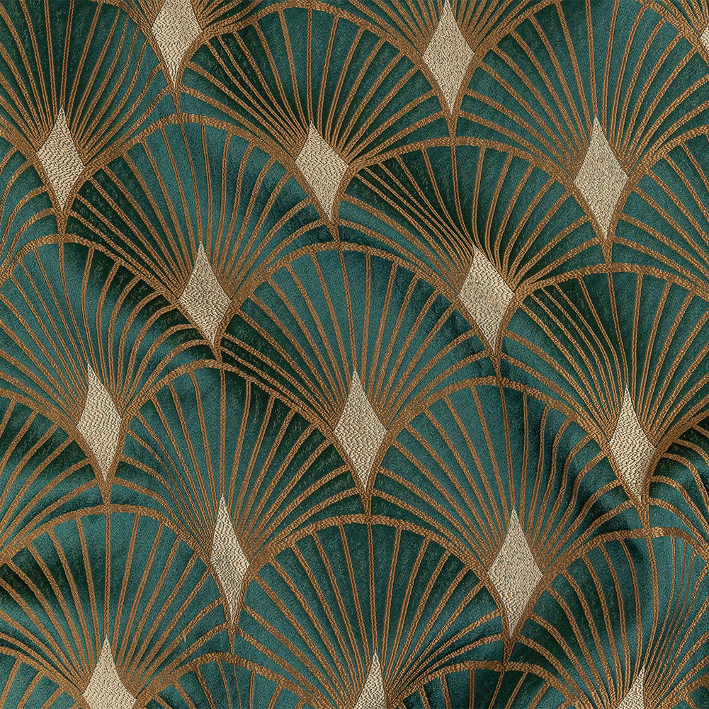 Drapery Jacquard – Emerald Maze of Fans – British Imported Drapery Jacquard – Emerald Maze of Fans – British Imported