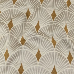 Drapery Jacquard – Ochre Maze of Fans – British Imported Drapery Jacquard – Ochre Maze of Fans – British Imported