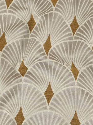Drapery Jacquard – Ochre Maze of Fans – British Imported Drapery Jacquard – Ochre Maze of Fans – British Imported