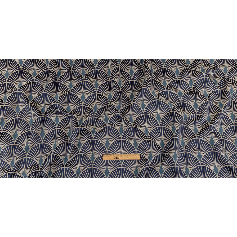 Drapery Jacquard – Sapphire Maze of Fans – British Imported Drapery Jacquard – Sapphire Maze of Fans – British Imported
