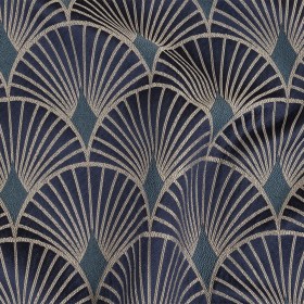 Drapery Jacquard – Sapphire Maze of Fans – British Imported Drapery Jacquard – Sapphire Maze of Fans – British Imported