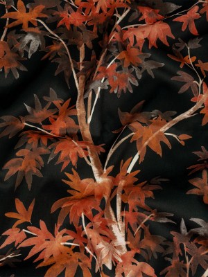 Polyester Microvelvet Print – rust Watercolor Tropical Branches – British Imported Polyester Microvelvet Print – rust Watercolor Tropical Branches – British Imported