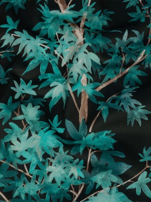 Polyester Microvelvet Print – Teal Watercolor Tropical Branches – British Imported Polyester Microvelvet Print – Teal Watercolor Tropical Branches – British Imported