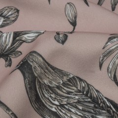 Polyester Microvelvet Print – Blush Birds Perched in Paradise Florals – British Imported Polyester Microvelvet Print – Blush Birds Perched in Paradise Florals – British Imported