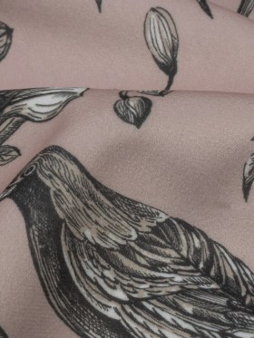 Polyester Microvelvet Print – Blush Birds Perched in Paradise Florals – British Imported Polyester Microvelvet Print – Blush Birds Perched in Paradise Florals – British Imported