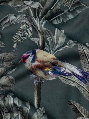 Polyester Microvelvet Print – Slate Tropical Birds and Butterflies – British Imported Polyester Microvelvet Print – Slate Tropical Birds and Butterflies – British Imported