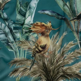 Polyester Microvelvet Print – Teal Tropical Birds and Butterflies – British Imported Polyester Microvelvet Print – Teal Tropical Birds and Butterflies – British Imported