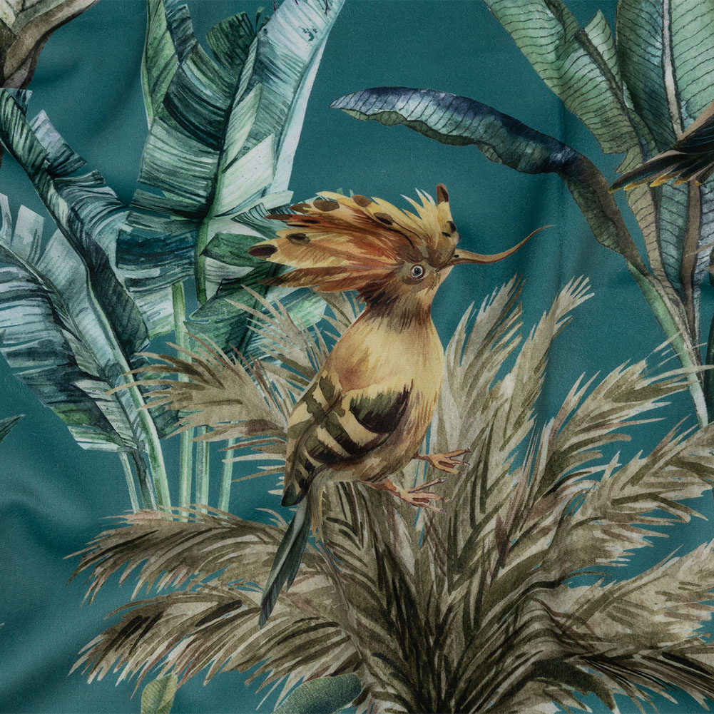 Polyester Microvelvet Print – Teal Tropical Birds and Butterflies – British Imported Polyester Microvelvet Print – Teal Tropical Birds and Butterflies – British Imported