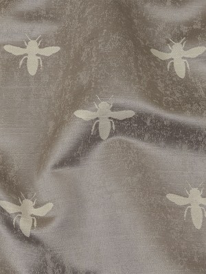 Slubbed Drapery Jacquard – Silver Buzzing Bees – British Imported Slubbed Drapery Jacquard – Silver Buzzing Bees – British Imported