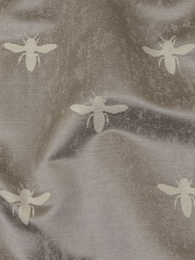 Slubbed Drapery Jacquard – Silver Buzzing Bees – British Imported Slubbed Drapery Jacquard – Silver Buzzing Bees – British Imported