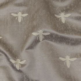 Slubbed Drapery Jacquard – Silver Buzzing Bees – British Imported Slubbed Drapery Jacquard – Silver Buzzing Bees – British Imported