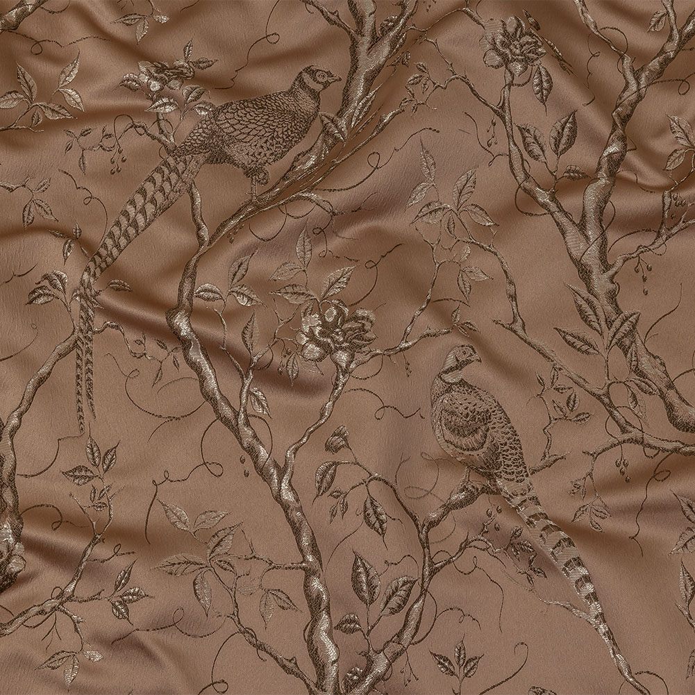 Drapery Jacquard – Vintage Perched Peacocks on Branches – British Imported Drapery Jacquard – Vintage Perched Peacocks on Branches – British Imported