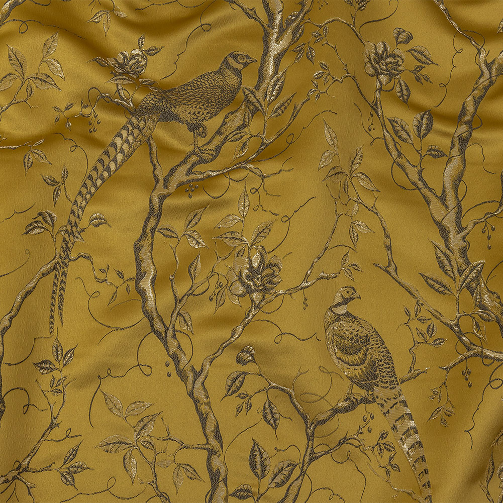 Drapery Jacquard – Zest Perched Peacocks on Branches – British Imported Drapery Jacquard – Zest Perched Peacocks on Branches – British Imported