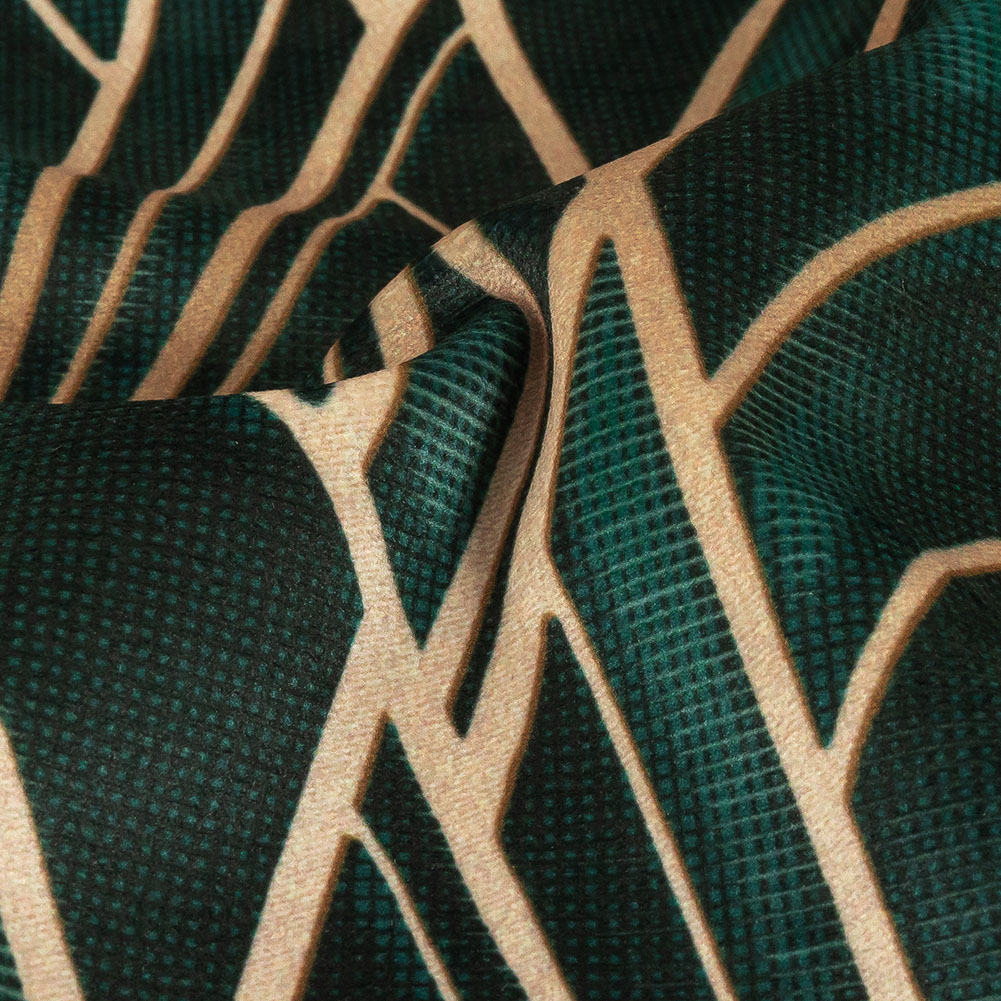 Printed Microvelvet – Emerald Labyrinth of Arches – British Imported Printed Microvelvet – Emerald Labyrinth of Arches – British Imported