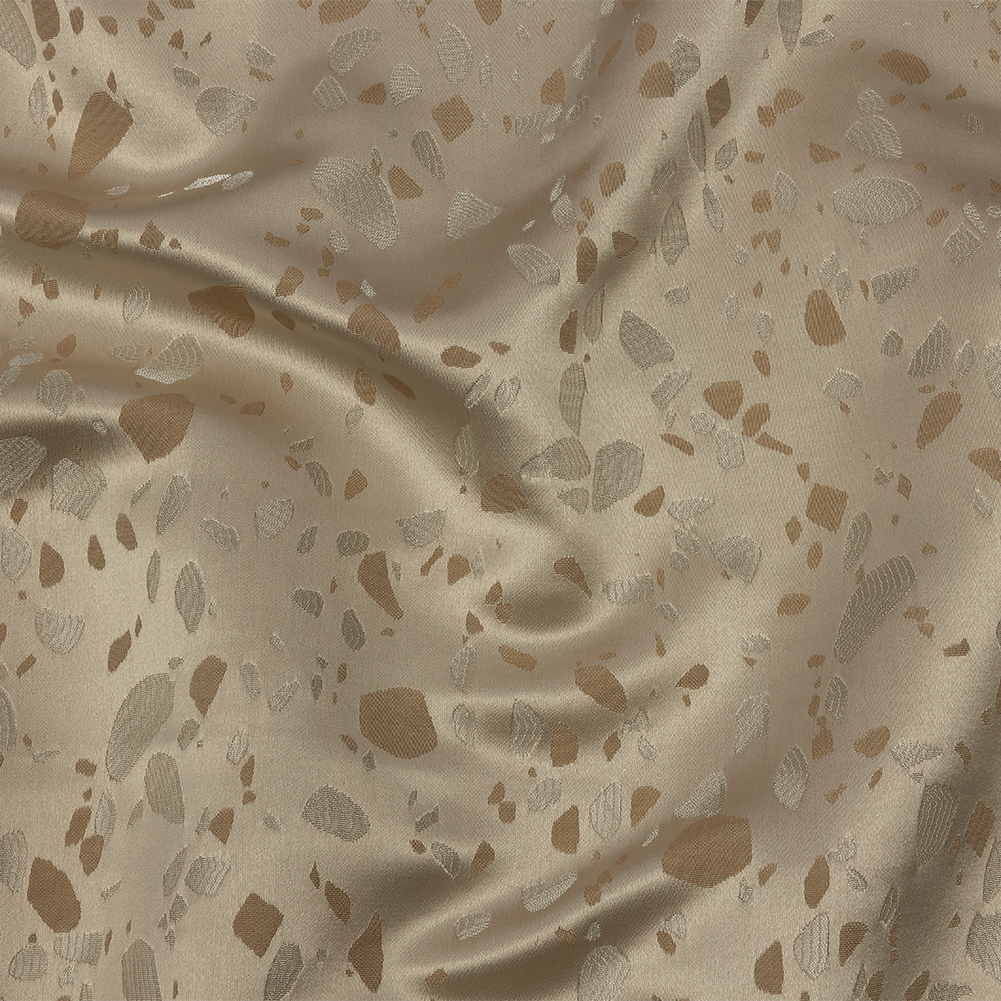 Metallic Satin-Faced Drapery Jacquard – Sandstone Pebbles – British Imported Metallic Satin-Faced Drapery Jacquard – Sandstone Pebbles – British Imported
