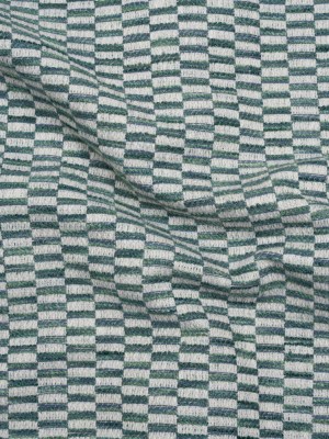 Textured Polyester and Cotton Woven – Lagoon Rectangle Checks – British Imported Textured Polyester and Cotton Woven – Lagoon Rectangle Checks – British Imported
