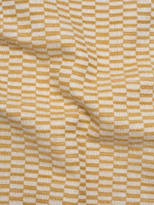 Textured Polyester and Cotton Woven – Marigold Rectangle Checks – British Imported Textured Polyester and Cotton Woven – Marigold Rectangle Checks – British Imported
