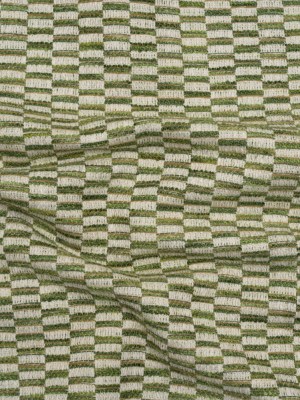 Textured Polyester and Cotton Woven – Olive Rectangle Checks – British Imported Textured Polyester and Cotton Woven – Olive Rectangle Checks – British Imported