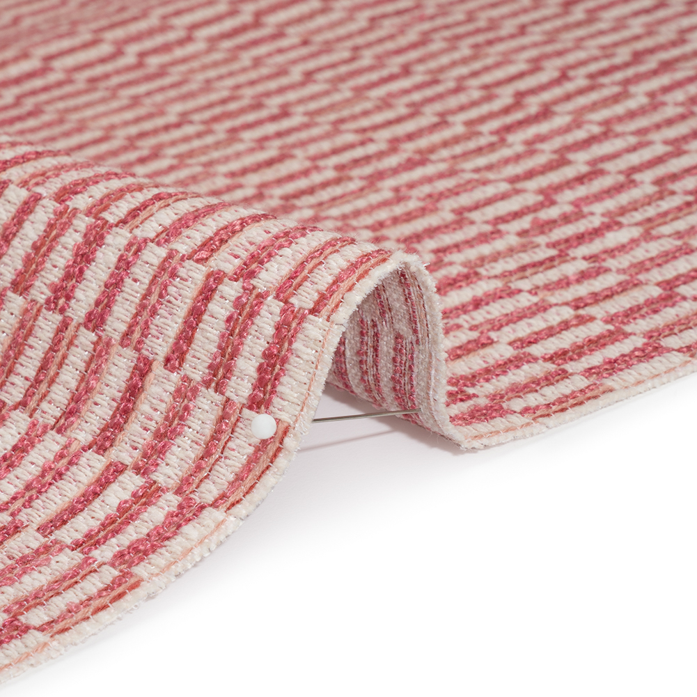 Textured Polyester and Cotton Woven – Raspberry Rectangle Checks – British Imported Textured Polyester and Cotton Woven – Raspberry Rectangle Checks – British Imported