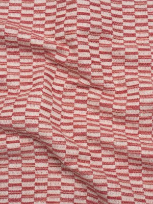 Textured Polyester and Cotton Woven – Raspberry Rectangle Checks – British Imported Textured Polyester and Cotton Woven – Raspberry Rectangle Checks – British Imported