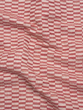 Textured Polyester and Cotton Woven – Raspberry Rectangle Checks – British Imported Textured Polyester and Cotton Woven – Raspberry Rectangle Checks – British Imported