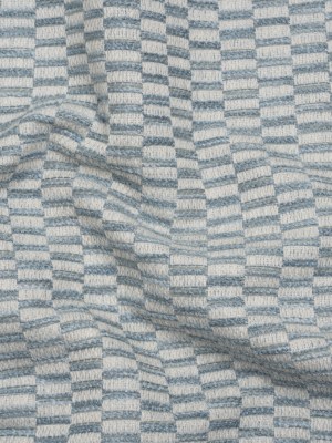 Textured Polyester and Cotton Woven – Sky Rectangle Checks – British Imported Textured Polyester and Cotton Woven – Sky Rectangle Checks – British Imported