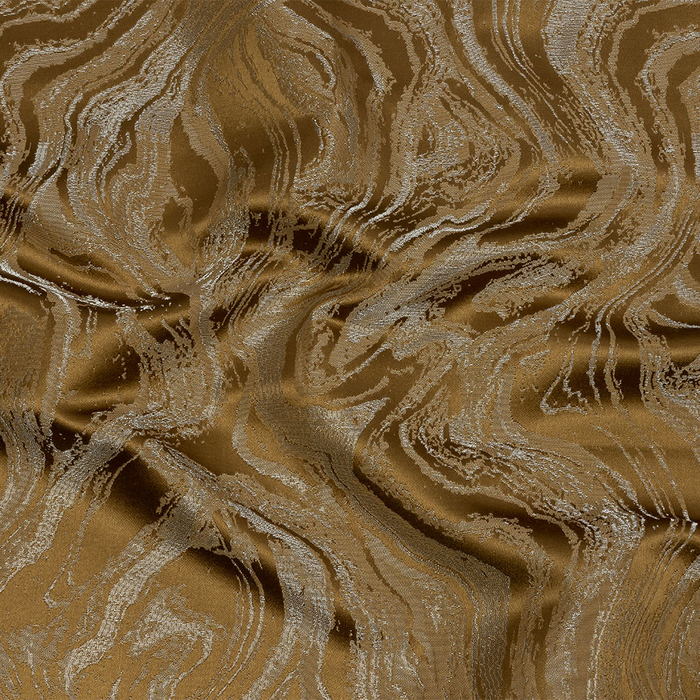 Metallic Drapery Jacquard – Brass Metamorphic Swirls – British Imported Metallic Drapery Jacquard – Brass Metamorphic Swirls – British Imported