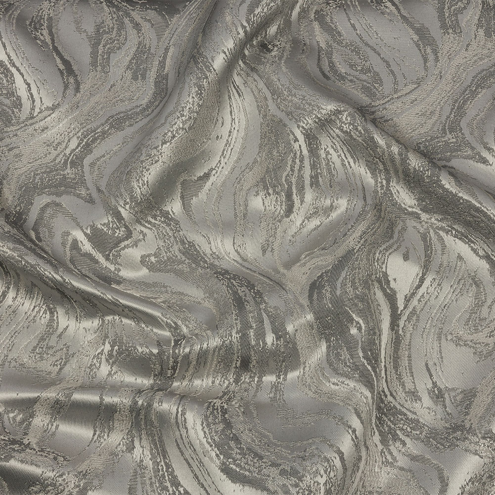 Metallic Drapery Jacquard – Platinum Metamorphic Swirls – British Imported Metallic Drapery Jacquard – Platinum Metamorphic Swirls – British Imported