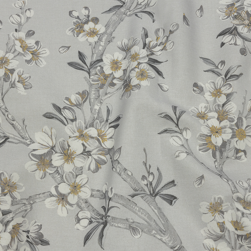 Cotton Canvas Print – Dove Blossoming Trees and Bees – British Imported Cotton Canvas Print – Dove Blossoming Trees and Bees – British Imported