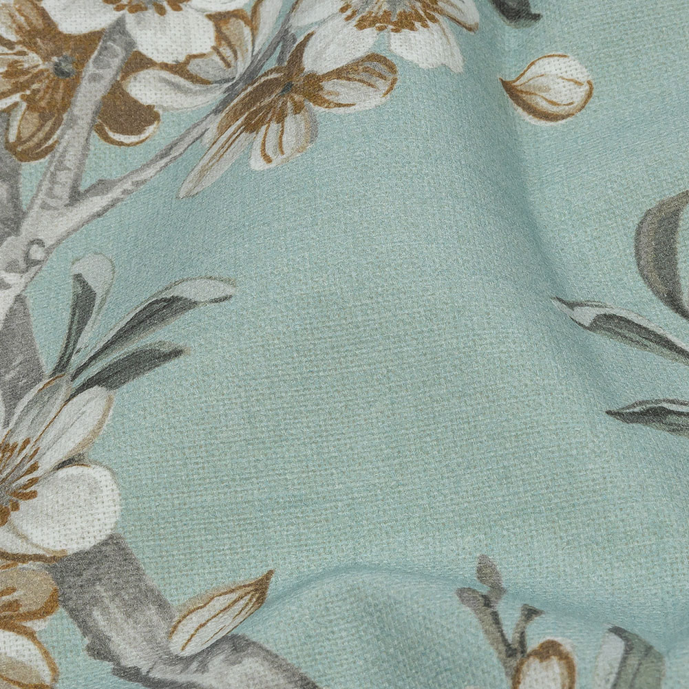 Cotton Canvas Print – Seafoam Blossoming Trees and Bees – British Imported Cotton Canvas Print – Seafoam Blossoming Trees and Bees – British Imported