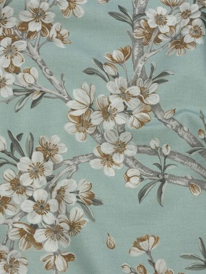 Cotton Canvas Print – Seafoam Blossoming Trees and Bees – British Imported Cotton Canvas Print – Seafoam Blossoming Trees and Bees – British Imported