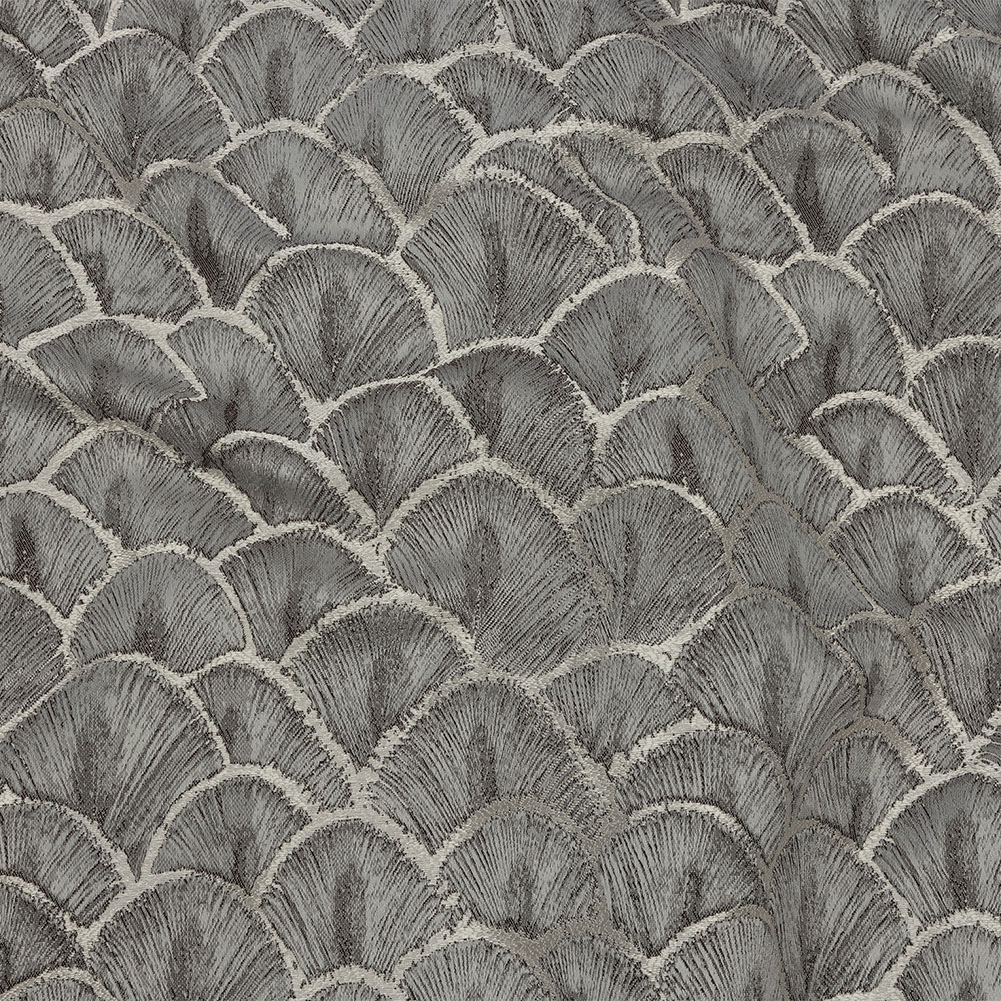 Drapery Jacquard – Grey Fan Scales – British Imported Drapery Jacquard – Grey Fan Scales – British Imported