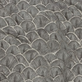 Drapery Jacquard – Grey Fan Scales – British Imported Drapery Jacquard – Grey Fan Scales – British Imported