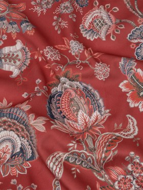 Polyester Microvelvet Print – Crimson Jacobean Floral – British Imported Polyester Microvelvet Print – Crimson Jacobean Floral – British Imported