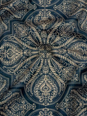Printed Polyester Velvet – Ink Ornate Leafy Tiles – British Imported Printed Polyester Velvet – Ink Ornate Leafy Tiles – British Imported