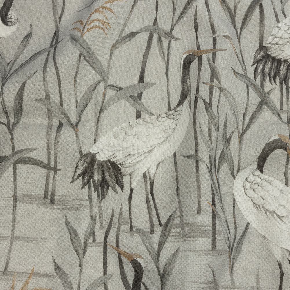 Cotton Canvas Print – Dove Cranes in the Reeds – British Imported Cotton Canvas Print – Dove Cranes in the Reeds – British Imported