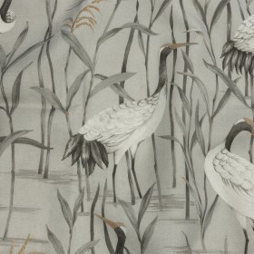 Cotton Canvas Print – Dove Cranes in the Reeds – British Imported Cotton Canvas Print – Dove Cranes in the Reeds – British Imported