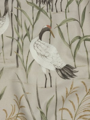 Cotton Canvas Print – Linen Cranes in the Reeds – British Imported Cotton Canvas Print – Linen Cranes in the Reeds – British Imported