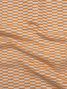 Textured Polyester and Cotton Woven – Tangerine Rectangle Checks – British Imported Textured Polyester and Cotton Woven – Tangerine Rectangle Checks – British Imported