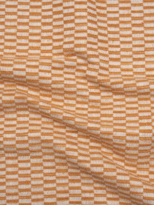 Textured Polyester and Cotton Woven – Tangerine Rectangle Checks – British Imported Textured Polyester and Cotton Woven – Tangerine Rectangle Checks – British Imported