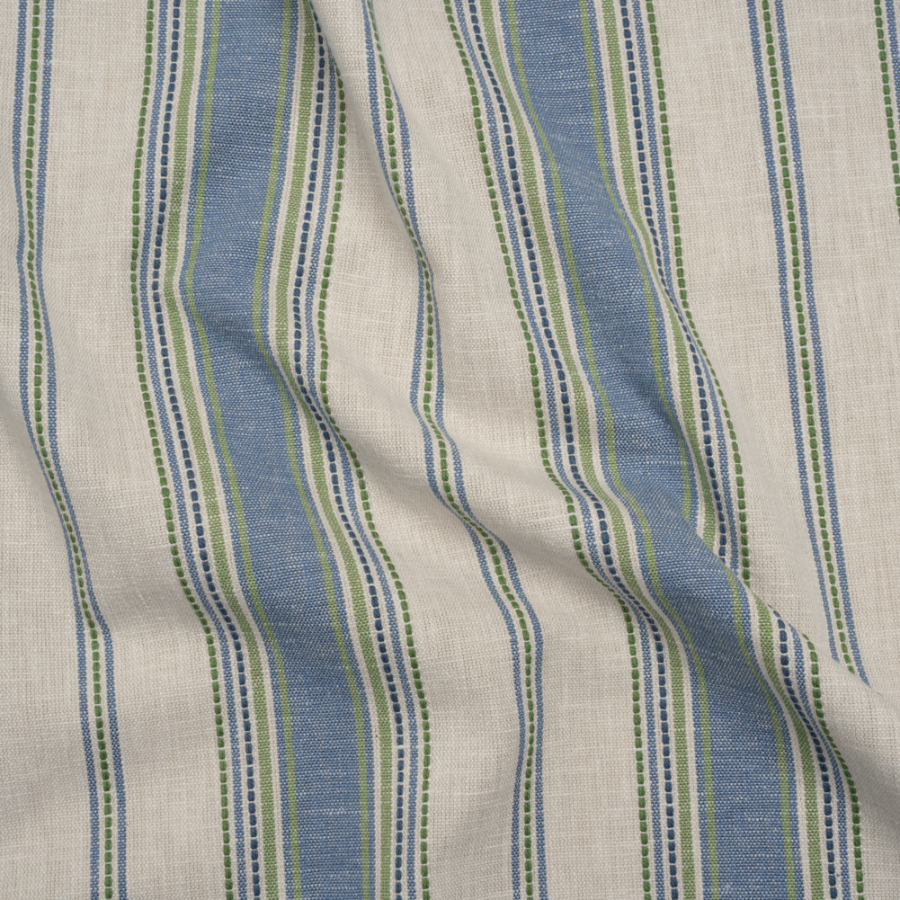 Cotton and Recycled Polyester Woven – Indigo Tactile Stripes – British Imported Cotton and Recycled Polyester Woven – Indigo Tactile Stripes – British Imported